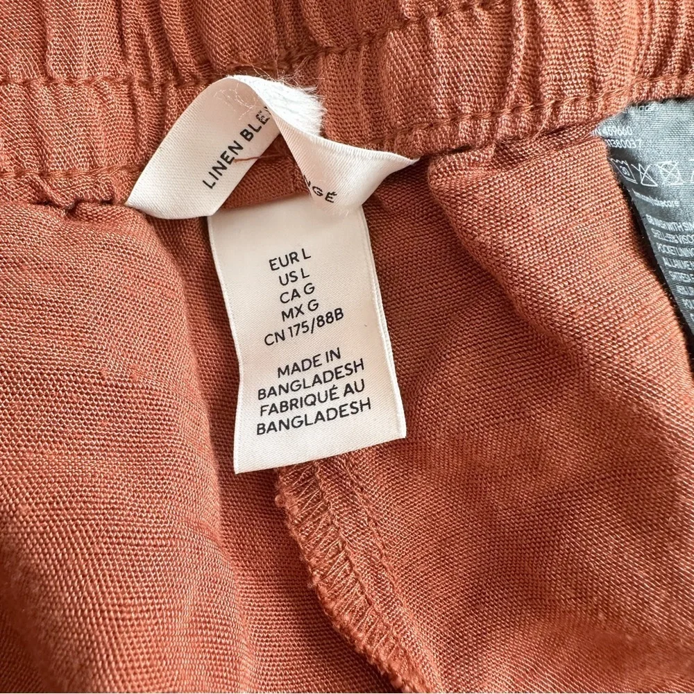 H&M Women's Brick Red Linen Blend Wide-Leg Pants​